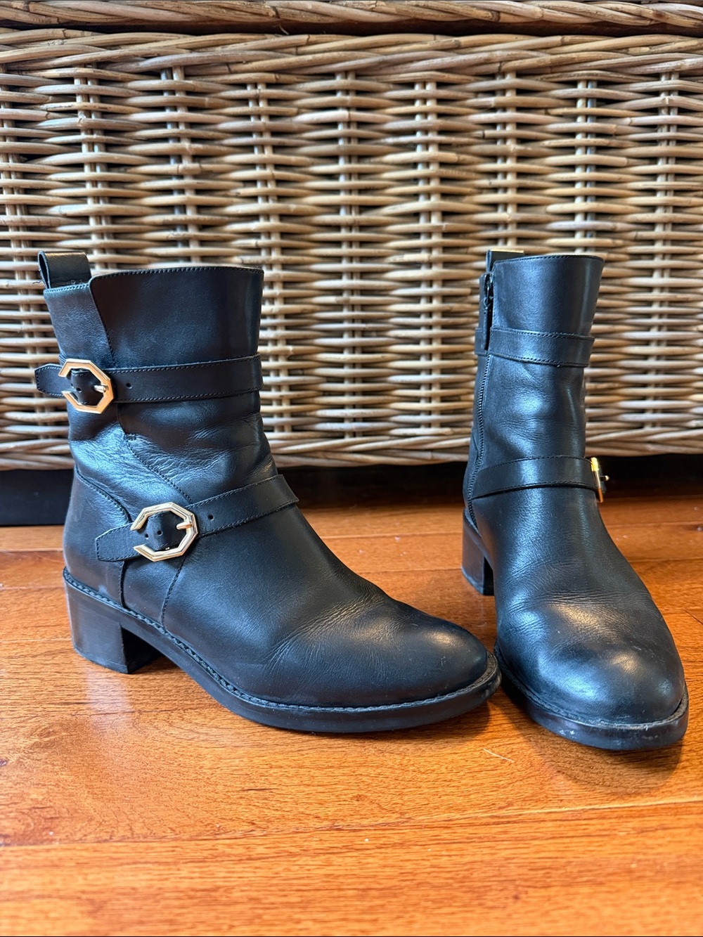 Cole Haan Black Leather Women's Boots with Buckle